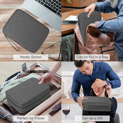 FYY Electronic Organizer, Extra Large Travel Cable Organizer Bag Pouch Portable Waterproof Double Layers All-in-One Storage Bag for iPad, Cable, Power Bank, Laptop Charger for Office/Home, Dark Grey