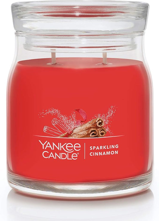 Yankee Candle Sparkling Cinnamon Scented Signature 13oz Medium Jar 2-Wick Candle Over 35 Hours of Burn Time Christmas | Holiday