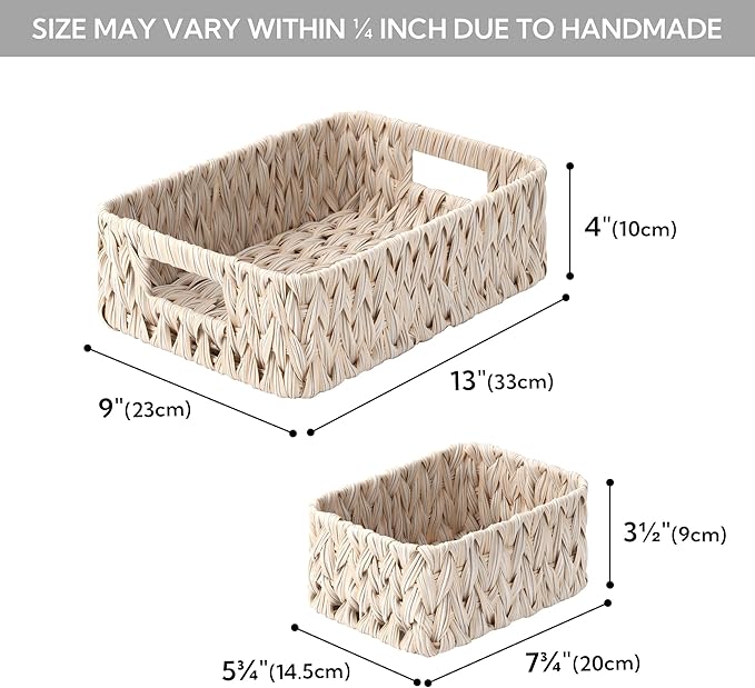 GRANNY SAYS Wicker Baskets for Storage, Wicker Storage Basket for Organizing, Small Woven Baskets, Waterproof Basket for Vanity, Home Decor, 3-Pack