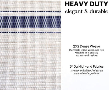 LEXMORE Placemats Set of 6 Vinyl/Plastic Woven Place Mats for Kitchen Table Indoor/Outdoor Washable Placemat Wipeable Dining Table Mats(Blue Skyline)