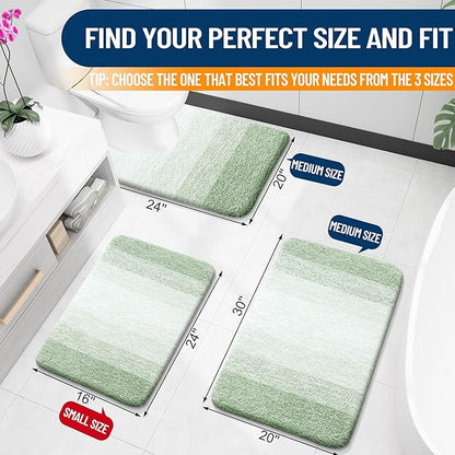 OLANLY Small Bathroom Rugs Mat 24x16, Extra Soft Absorbent Microfiber Bath Rugs, Rubber Backing, Quick Dry, Washable Bath Mats for Bathroom Floor, Tub and Shower, Home Decor Accessories, Sage Green