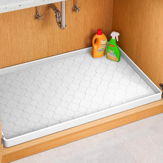 Jin&Bao Waterproof Under Sink Mat 40" x 22", Thick Silicone Mat Cabinet Protector for Kitchen and Bathroom, Shelf Liner, Home Organizer and Storage, Multipurpose Tray for Gadgets and Essentials