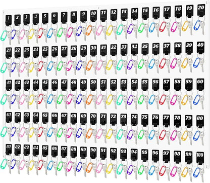 Acrylic Key Board with 100 No. Hooks Wall Mount Key Rack Holder Hanger Storage Collection for School, Garage, Car Dealer, Office, Hotel, Real Estate(Transparent)