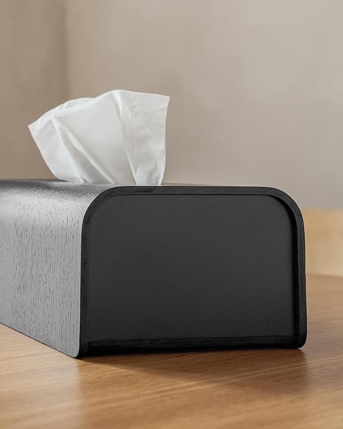 Kazai.® Tissue Box Cover 'Toke' | Real Wood Veneer, FSC® Certified | Decorative Rectangle Tissue Holder for Bathroom or Living Room | Scandinavian Design | Oak, Black