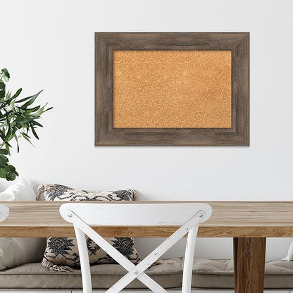 Amanti Art Natural Cork Board for Wall, 17x23 Vision Board with Brown Wood Frame, Small Corkboard Office Decor for Home Organization, Country Rustic Corkboard Pinboard to Display Items for Home