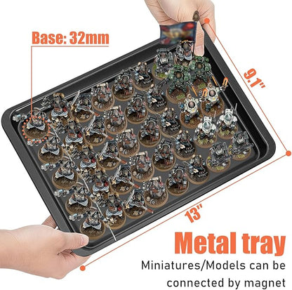 WELIDAY Miniature Storage Case for Collectibles, Miniature Display Cases with Magnetic Door and 6 Trays, Clear View Miniatures Transport Case (Wooden)