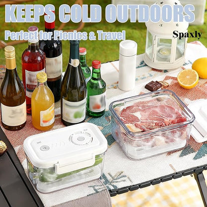 Manual Vacuum Sealer Containers, Airtight Food Storage Boxes with Hand Pump for Freshness, BPA-Free, Leakproof Seal for Lunch, Meat, Fruit, Leftovers, Fridge & Camping Use (1320ml)