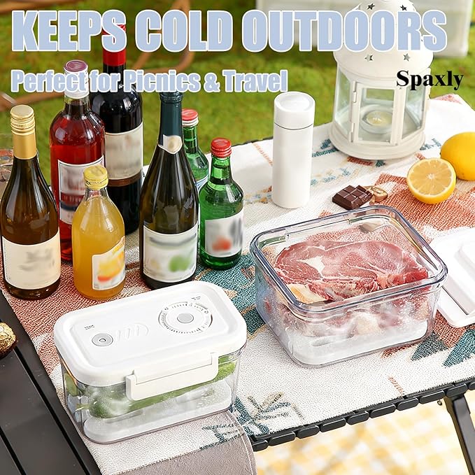 Manual Vacuum Sealer Containers, Airtight Food Storage Boxes with Hand Pump for Freshness, BPA-Free, Leakproof Seal for Lunch, Meat, Fruit, Leftovers, Fridge & Camping Use (2000ml)