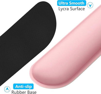 Dapesuom Enlarge Keyboard Wrist Rest, Memory Foam Wrist Cushion for Desk Mats Support, Cute Typing Pain Relief Keyboard Mouse Pad Rests Set with Non-Slip Base for Gaming Laptop Office, Rose Pink