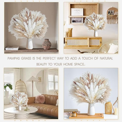 650PCS Natural Dried Pampas Grass Boho Home Decor Bouquet Phragmites Dried Flowers Bouquet for Wedding Floral Arrangements Home Decorations (650PCS)