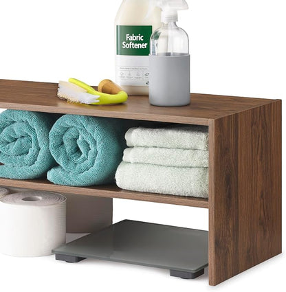 Whitmor Wood Stackable 2-Shelf Shoe Rack, Walnut, 31 inches