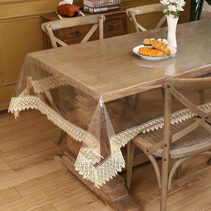 Walrus Clear Vinyl Tablecloth Protector Waterproof/Oil-Proof Plastic Square Transparent Sheet Table Cover (54X102 Inch)