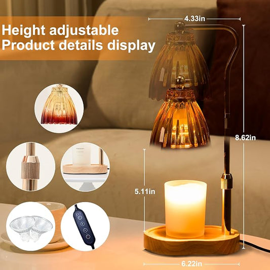 Candle Warmer Lamp with Timer Dimmable, Lamp Candle Warmer for Jar Candles，Birthday Gifts for Women Mom Friend Sister, House Warming Gifts Vintage Home Decor，Wax Warmer Lamp with 2 Bulbs