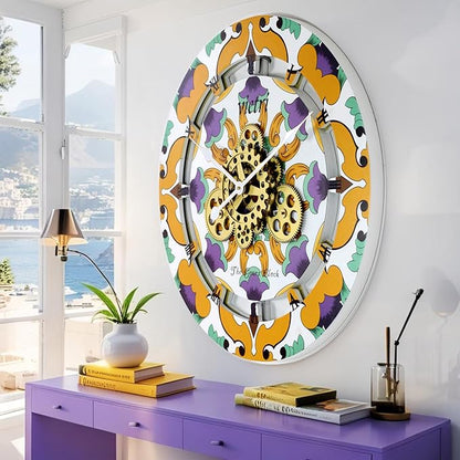 ImprovingLife The Gears Clock Wall Clock Italy Collection with Moving Gears (Vietri, 24 inch Round)