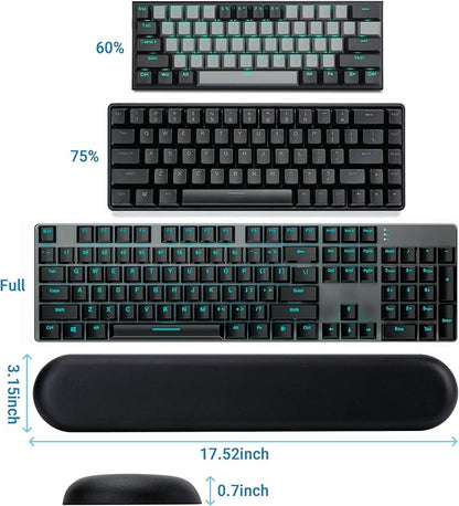 PU Leather Keyboard Wrist Rest, Ergonomic Memory Foam Wrist Support for Pain Relief, Waterproof & Easy to Clean Hand Rest Pad for Office, Gaming & Mechanical Keyboards (Classic Black)