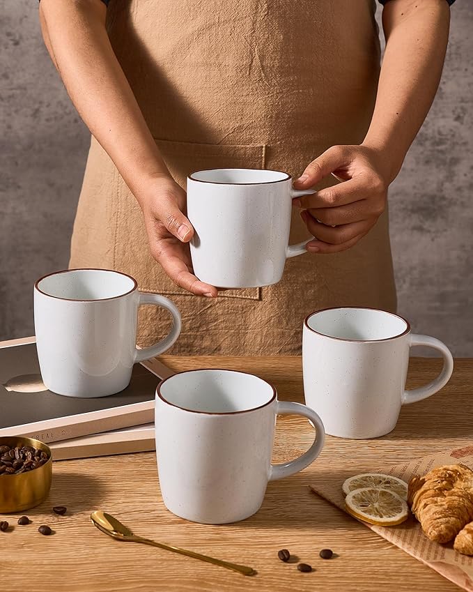 famiware Mercury Coffee Mugs 13 oz, Coffee Mugs Set of 6 with Handle, Cups for Latte, Hot Tea, Cappuccino, Mocha, Cocoa, White