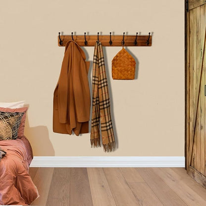 WEBI Rustic Coat Rack Wall Mount,35.43" Long 8 Cast Iron Coat Hooks Wall Mounted,Heavy Duty Wall Coat Hanger Hooks for Hanging Coats,Clothes,Brown,2 Packs