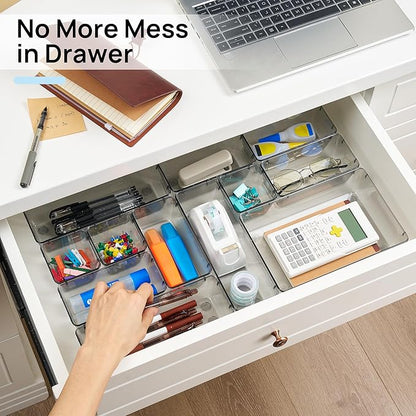 Vtopmart Clear Plastic Drawer Organizers for Bathroom (Clear Black)