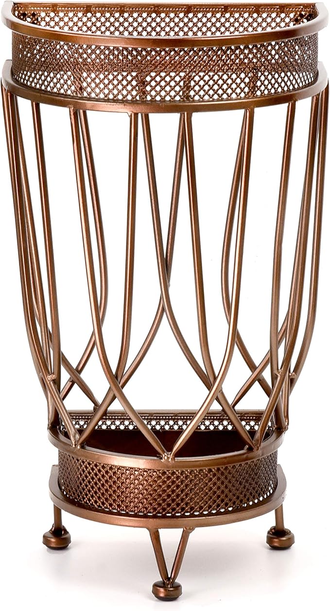 Dualplex Super Quality Umbrella Stand, Umbrella Holder, Antique Look Metal Entry Hallway Décor, Wallside Style w/Removable Drip Tray Home Office Decoration Rack Holds Umbrellas Canes Walking Stick