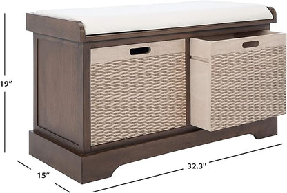 Safavieh Home Collection Landers Brown 2-Drawer/Cushion Storage Bench (Fully Assembled) BCH5702C