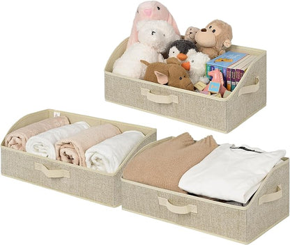 GRANNY SAYS Storage Baskets for Shelves, Closet Organizer Bin and Clothes Storage Bins, Trapezoid Storage Bins, Clothing Bins for Changing Table Wire Shelves, Honey Beige, 3-Pack