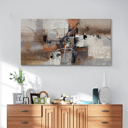 YDYSUNE Abstract Canvas Wall Art, Modern Wall Decor Painting, Brown Room Decorations, Orange Wall Art for Living Room, Bedroom, Office Artwork Wall Decor 24×48IN