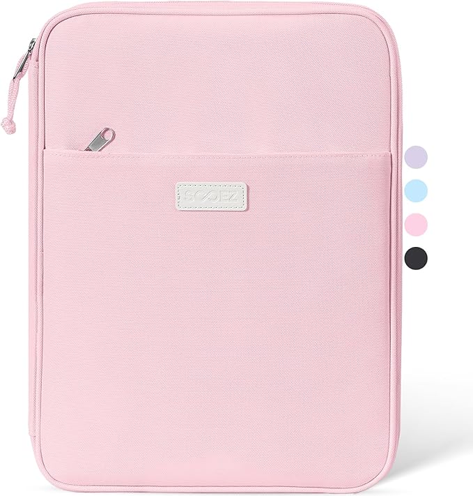 Sooez Zipper Binder Bag, 1 Inch Binders 3 Ring O-Ring, 5-Tab Dividers Expanding File Folder, 500-Sheet Capacity Three Ring Binder, Cute Organizer Storage for Student School Classroom Supplies, Pink