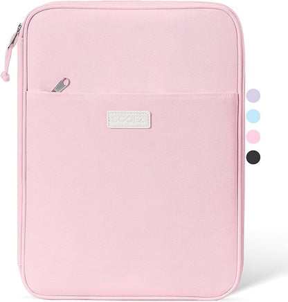 Sooez Zipper Binder Bag, 1 Inch Binders 3 Ring O-Ring, 5-Tab Dividers Expanding File Folder, 500-Sheet Capacity Three Ring Binder, Cute Organizer Storage for Student School Classroom Supplies, Pink