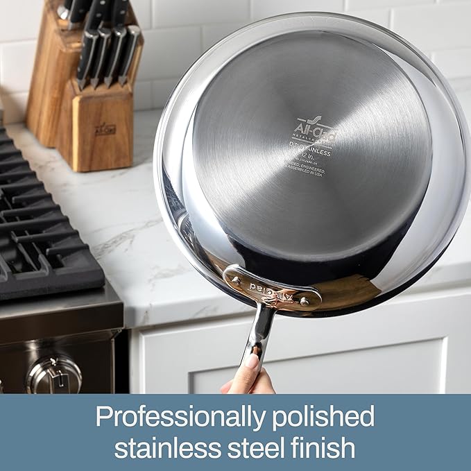 All-Clad D3® Stainless Steel 10 inch Frying Pan Covered- Made in the USA- The Original Bonded Professional Cookware- Oven Safe & Induction Compatible