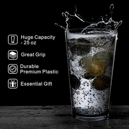 JGIRL Unbreakable Plastic Drinking Glasses, Set of 6, Shatterproof Drinking Cups, Plastic glass cup,16 oz plastic Tumbler Cups,Dishwasher Safe (Grey)