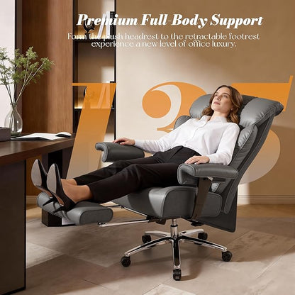 Efomao Desk Office Chair, Ergonomic Office Chair with Adjustable Headrest & Lumbar Support, PU Leather Back Computer Desk Chair for Home Office or Gaming, Swivel Height Adjustable Task Chair