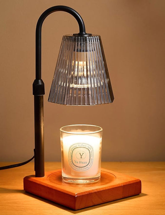 Candle Warmer Lamp with Timer, Dimmable Candle Warmer for Home Decor, Birthday Gifts for Women Mom, Adjustable Height Wax Melt Warmer with 2 Bulbs, Black