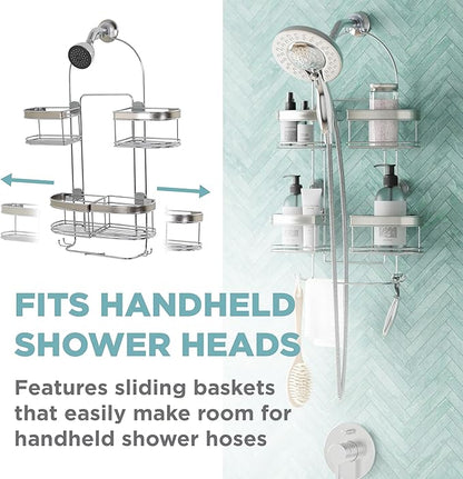 Zenith Expandable Handheld Shower Head/Large Bottle Caddy, Stainless Steel