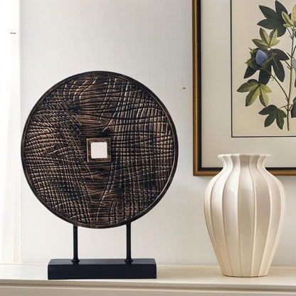 Round Sculpture Decorative Objects Shelf Decor Aesthetic Home Decor Items Accents for Living Room Console Table Decorations (Black C)