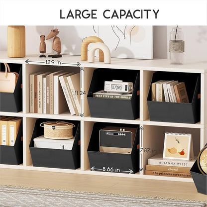 Homsorout Large Closet Storage Cubes - Closet Storage Bins with Dual Handles for Clothes, Towels, Toys, Shelf Organizer Bins for Bedroom, Nursery, Shelves, Small Spaces, Black, 4 Pack