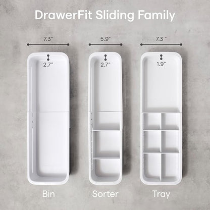 YouCopia DrawerFit Sliding Drawer Tray with Adjustable Dividers, Expandable Kitchen Storage Organizer, Speckled White