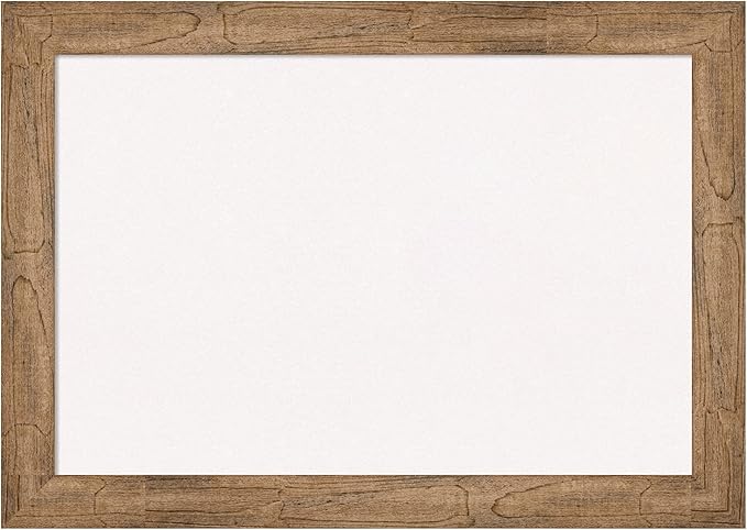 Amanti Art White Cork Board for Wall, 20x28 Vision Board with Brown Wood Frame, Medium Corkboard Office Decor for Home Organization, Rustic Farmhouse Corkboard Pinboard to display items for home
