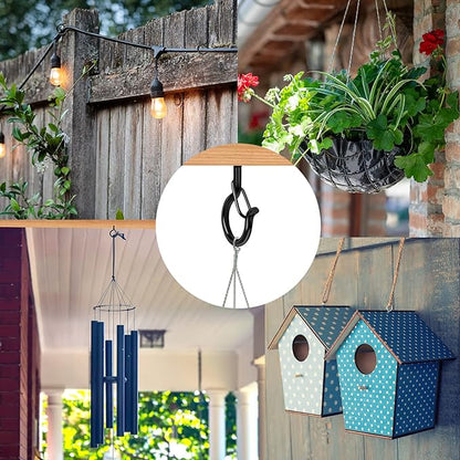 48 PCS Q-Hanger Hooks, Screw Hooks for Outdoor String Lights, Safety Buckle Design Cup Eye Hook for Hanging Christmas Lights, Plants, Wind Chimes, Mounted on Wall Ceiling, Include 1 Wing Nut Driver