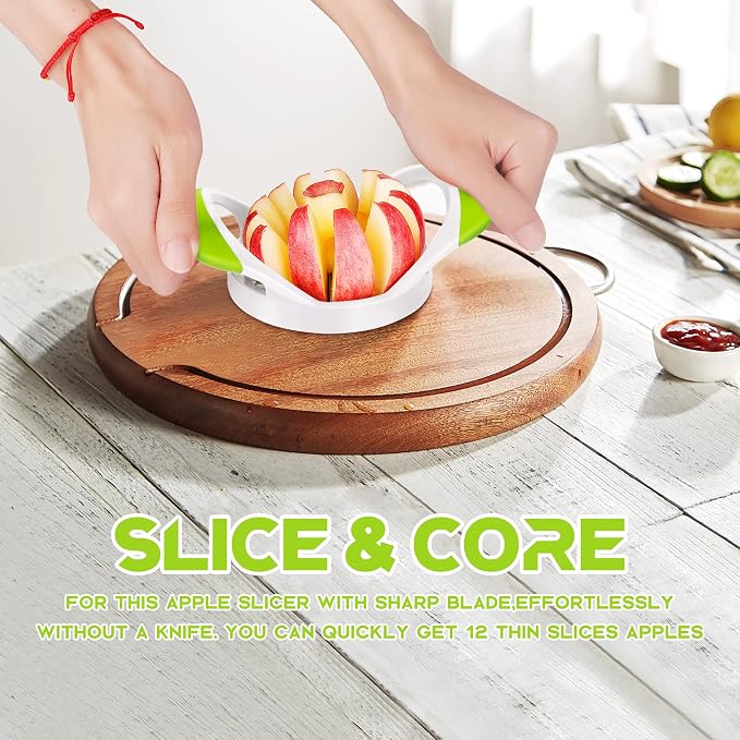 Supercenter Apple Cutter, Apple Corer and Slicer - 4.72 Inch Apple Slicer | Stainless Steel Apple Corer Tool with 12 Super Sharp Blades, lightweight Apple Slicer and Corer with Anti-slip Handle