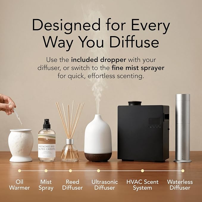 Aroma Country Pistachio & Salted Caramel Diffuser Oil - Luxury Dessert-Inspired Fragrance Oil, Home Aroma for Diffusers & Room Spray - Premium Aromatherapy Oils & Home Scent (8.5 Fl Oz)