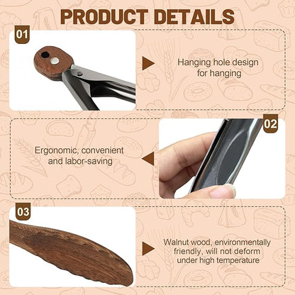 Wooden Tongs for Cooking, Multi-Purpose for Tossing Salads, Grilling, Flipping Food & Serving Bread - Strong Grip Walnut Wood Tips, Heat Resistant & Non-Deforming (9 inch)