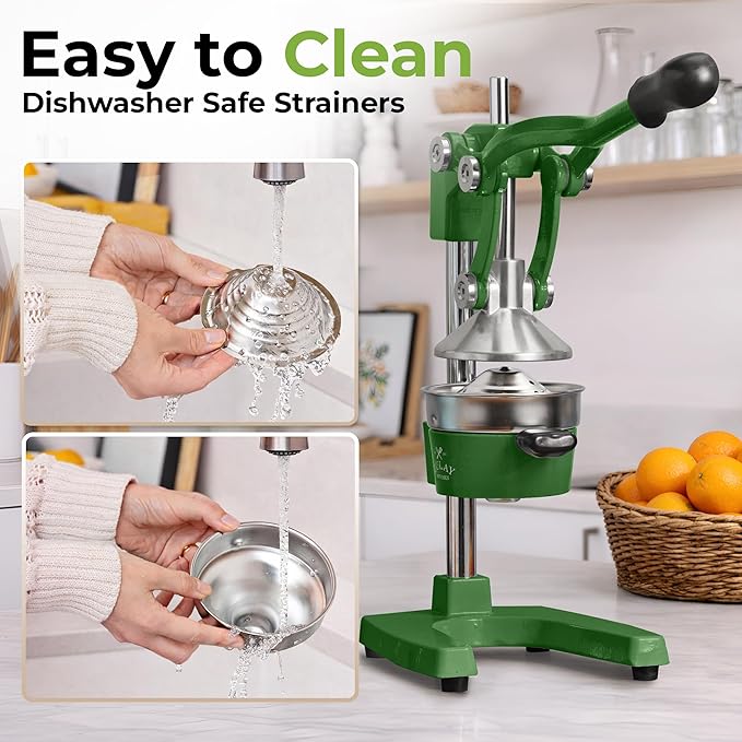Zulay Kitchen Cast Iron Juicer - Heavy Duty Manual Juicer with Detachable Strainers for Easy Cleaning, Orange Juice Press for Citrus Fruits, Perfect for Bartenders, Juice Lovers & Health Enthusiasts