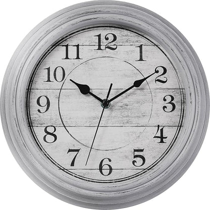 Wall Clock, 12 Inch Kitchen Decorative Wall Clock, Silent Wall Cocks Battery Operated Non Ticking with Large Numbers Easy to Read for Home Bathroom Office(Grey)