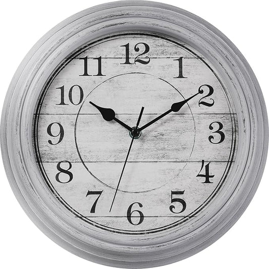 Wall Clock, 12 Inch Kitchen Decorative Wall Clock, Silent Wall Cocks Battery Operated Non Ticking with Large Numbers Easy to Read for Home Bathroom Office(Grey)