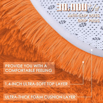 OLANLY 9x12 Machine Washable Large Area Rugs for Living Room, Bedroom, Soft Fluffy Shaggy Bedside Rug, Indoor Floor Carpet for Kids Girls and Boys, Dorms, Nursery, Home Decor Aesthetic, Orange