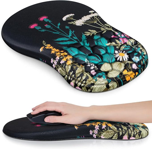 Mouse Pad with Wrist Rest Ergonomic Mouse Pad Computer Wrist Support with Massage Design & Non-Slip PU Base, Comfortable Mousepad for Office Desk Accessories