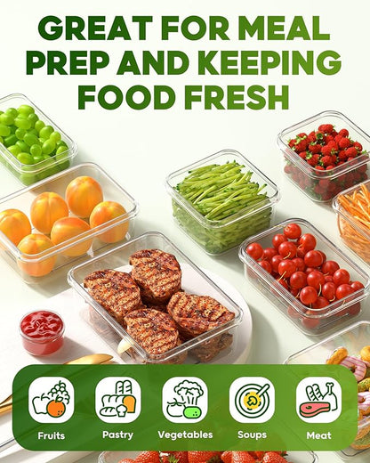 KEMETHY 70 PCS Food Storage Containers with Lids(35 Containers & 35 Lids), BPA-Free Plastic Food Containers for Kitchen Storage, Leak Proof, Reusable Meal Prep Containers with Labels & Pen