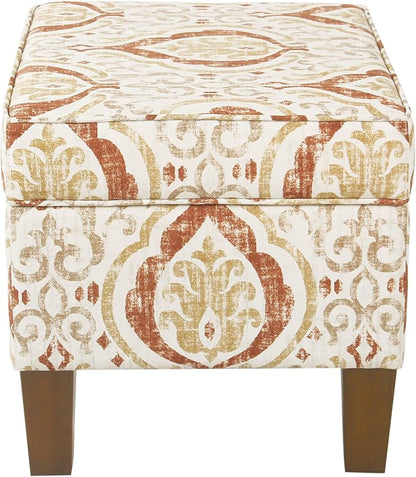 Spatial Order Square Ottoman - Burnt Orange and Cream Medallion