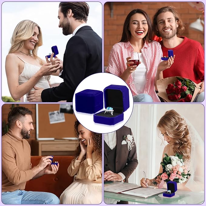 Laumoi 36 Pcs Velvet Ring Box for Wedding Ceremony Engagement Jewelry Boxes Packaging Display Ring Case Earring Storage Holder for Proposal Anniversary Birthday Gift(Blue)