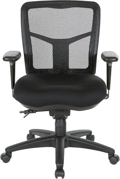 Office Star ProGrid Breathable Mesh Manager's Office Chair with Adjustable Seat Height, Multi-Function Tilt Control and Seat Slider, Mid Back, Coal FreeFlex Fabric